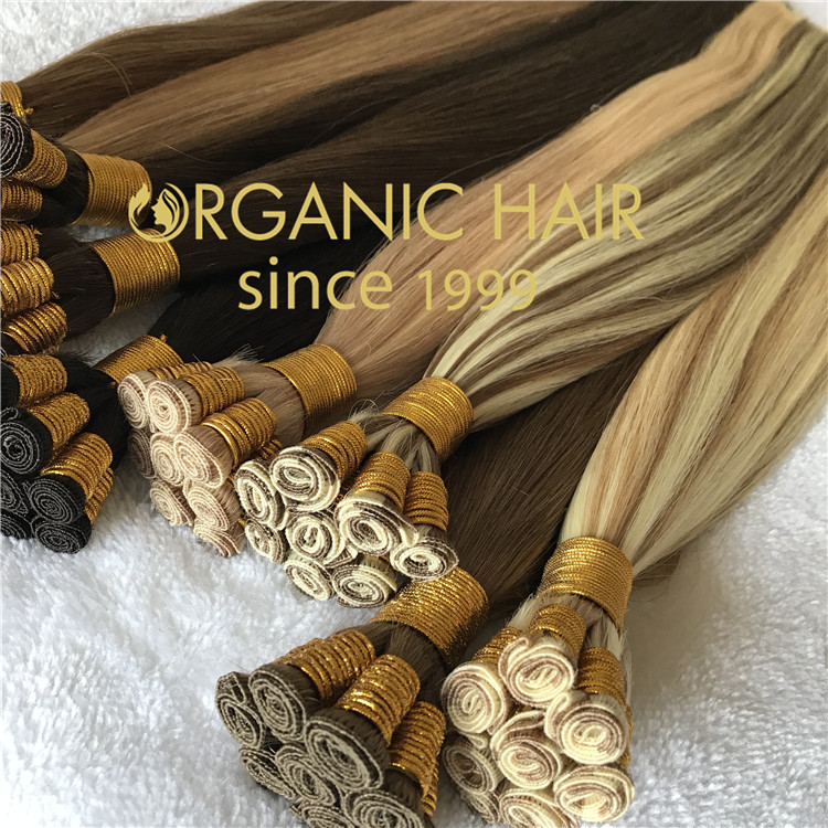 Human hair hand tied weft with full cuticle intact CC116